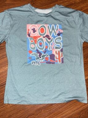Cowboys Graphic Tee in Heather Teal